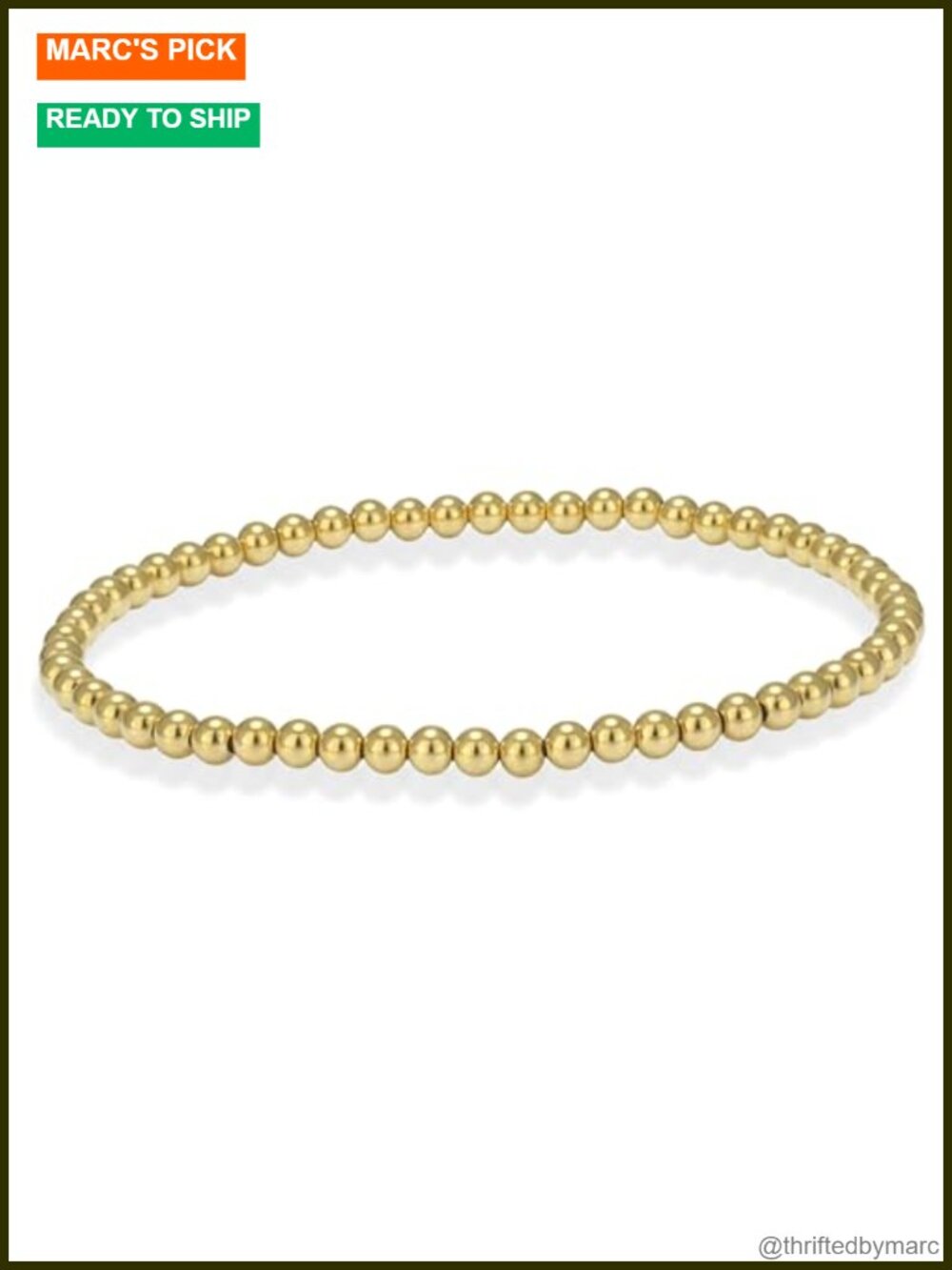 14k Gold Filled 3mm Beaded Stretch Bracelet for Women Stackable